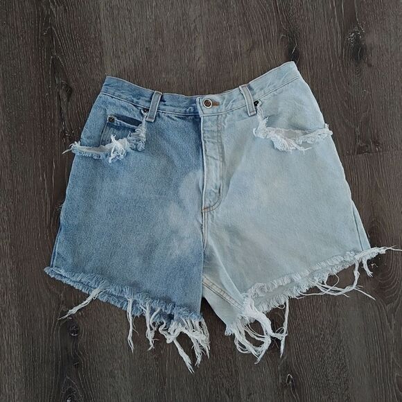 Vintage Made in USA Raw Frayed Hem Half Bleached Distressed High Rise Shorts 10 - Picture 1 of 10